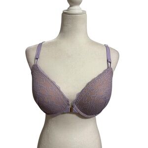 Soma Womens Embraceable Enchanting Lace Push Up Bra 38D  Lavender Front Close